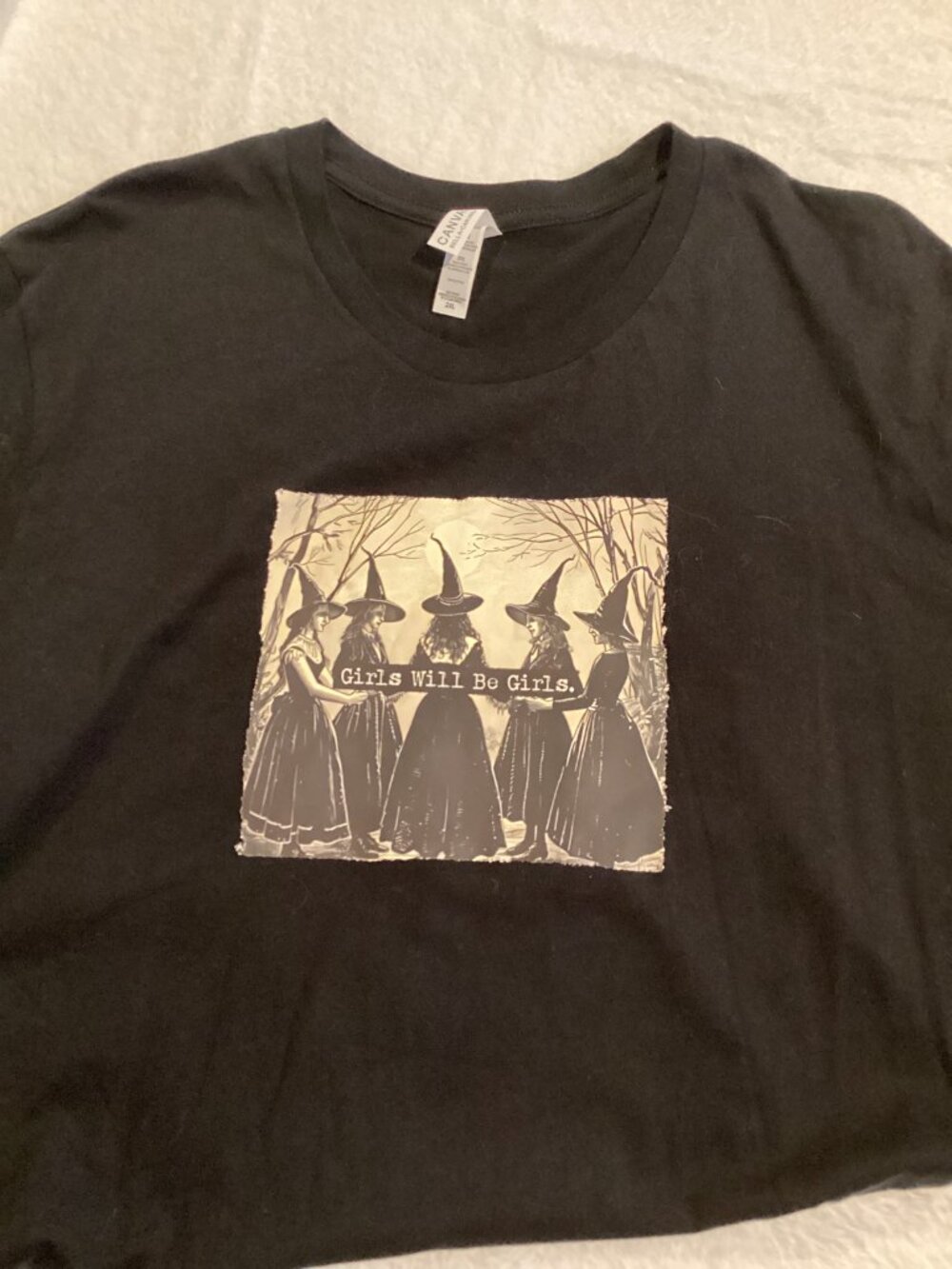 Girls Will Be Girls Witch Halloween Graphic Tee Black 2XL